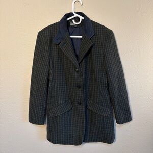 Plaid Wool Navy and Green Women's Blazer